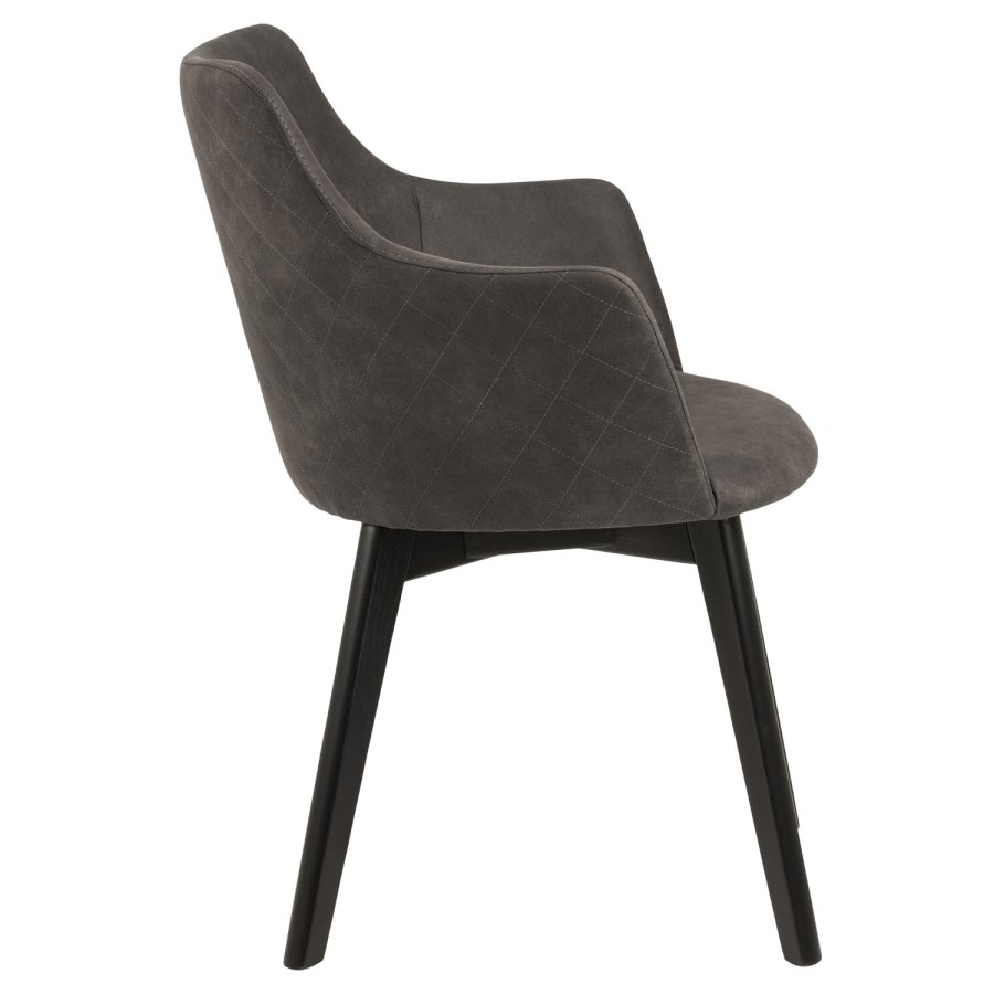 ACT NORDIC Bella spisebordsstol m. armln - antracitgr stof og sort egetr