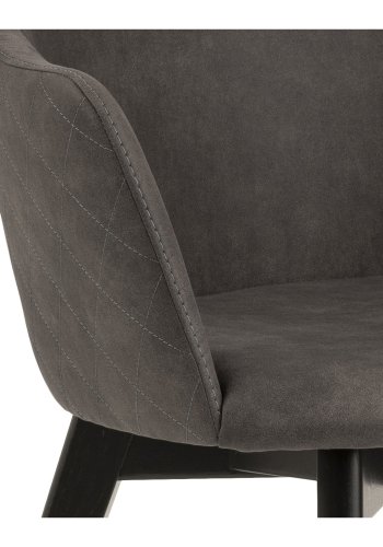 ACT NORDIC Bella spisebordsstol m. armln - antracitgr stof og sort egetr