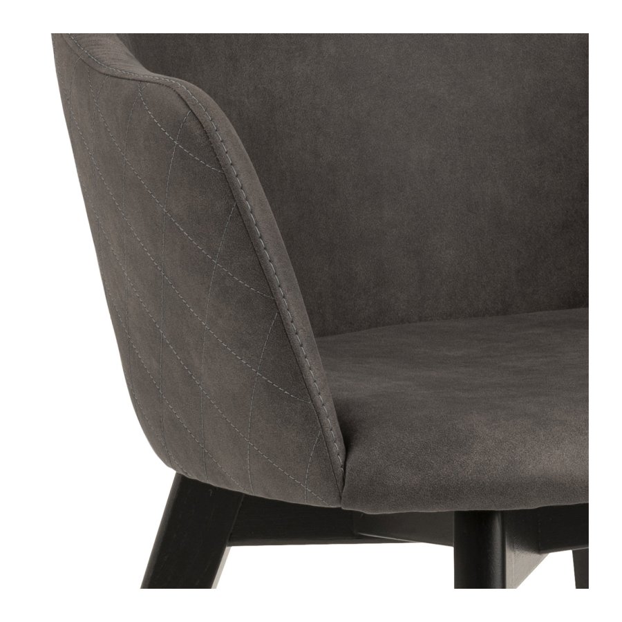 ACT NORDIC Bella spisebordsstol m. armln - antracitgr stof og sort egetr