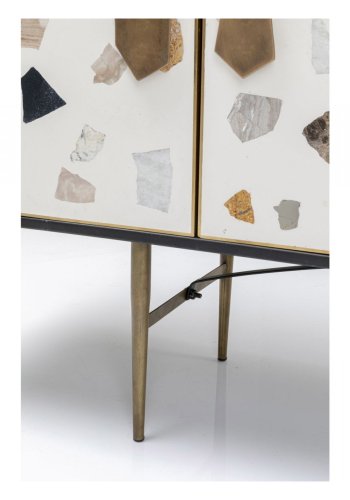 KARE DESIGN rektangulr Terrazzo sknk, m. 4 lger - multifarvet terrazzo og messing stl