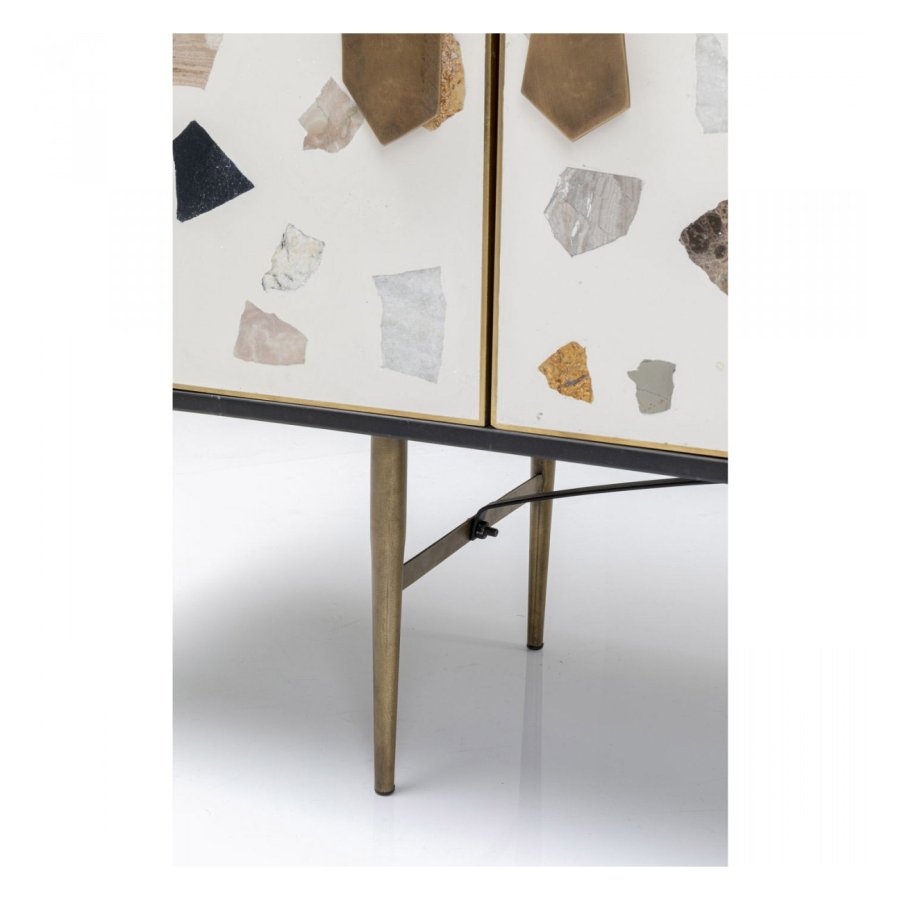 KARE DESIGN rektangulr Terrazzo sknk, m. 4 lger - multifarvet terrazzo og messing stl