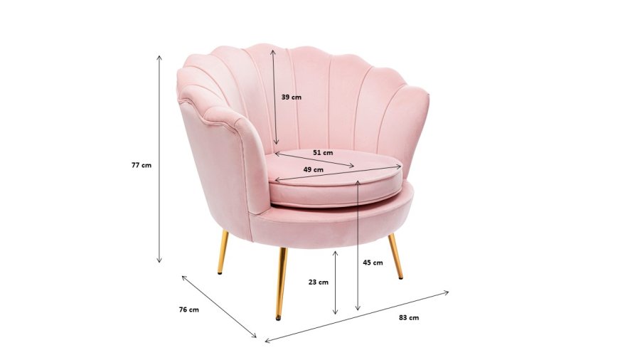 KARE DESIGN Water Lily Rosa lnestol, m. armln - rosa polyester og stl