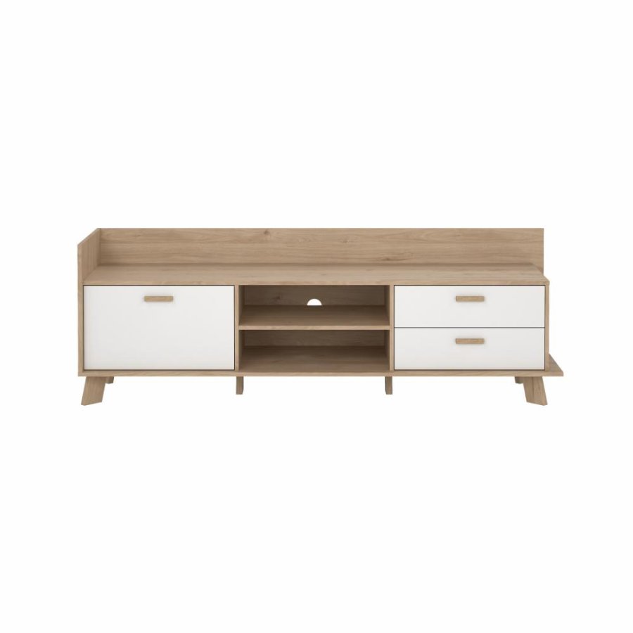 TVILUM Ikast TV-mbel med 1 lge + 2 skuffer, Jackson Hickory/Hvid, 181,9 x 51,2 x 61,6 cm