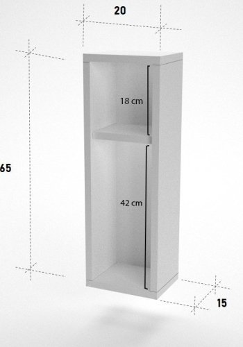 FUNZI LIVING Turra natbord, m. 1 hylde - hvid melamin (20x15)