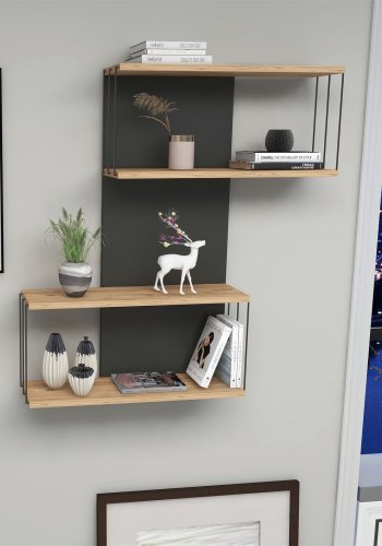 FUNZI LIVING Destan vghylde - egefarvet fyrretr og antracitgr melamin