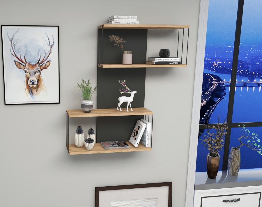 FUNZI LIVING Destan vghylde - egefarvet fyrretr og antracitgr melamin