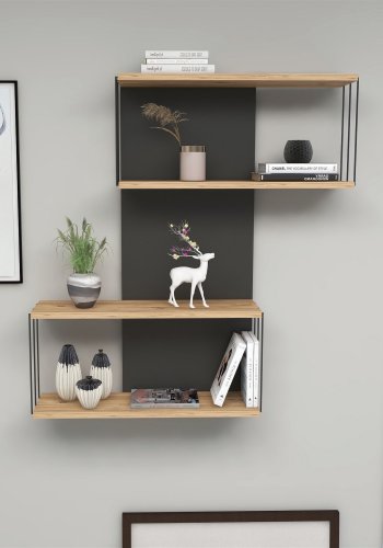 FUNZI LIVING Destan vghylde - egefarvet fyrretr og antracitgr melamin