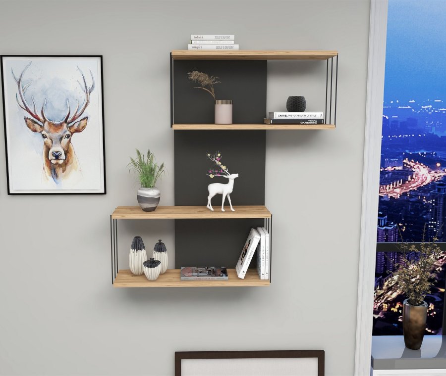 FUNZI LIVING Destan vghylde - egefarvet fyrretr og antracitgr melamin