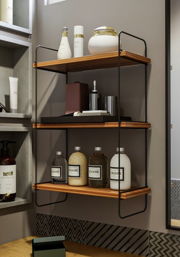 NORDVÄRK Pulalis vghylde, m. 3 hylder - valndfarvet melamin og metal