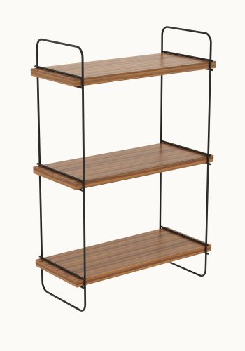 NORDVÄRK Pulalis vghylde, m. 3 hylder - valndfarvet melamin og metal