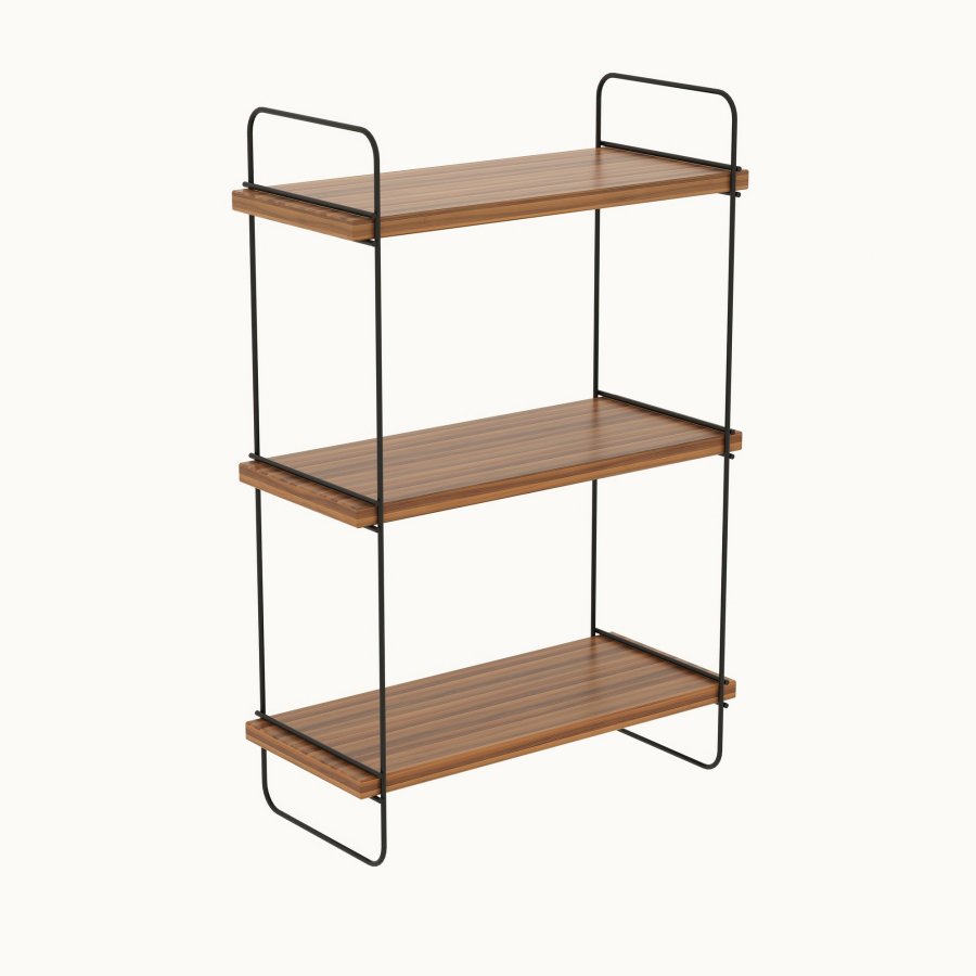 NORDVÄRK Pulalis vghylde, m. 3 hylder - valndfarvet melamin og metal