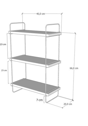 NORDVÄRK Pulalis vghylde, m. 3 hylder - valndfarvet melamin og metal