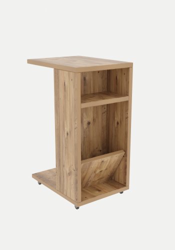 NORDVÄRK Filinta sidebord, m. hylde, magasinholder, hjul - fyrretr melamin (30x40)