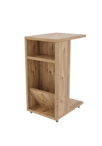 NORDVÄRK Filinta sidebord, m. hylde, magasinholder, hjul - fyrretr melamin (30x40)