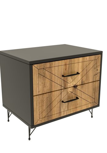 FUNZI LIVING Felicita natbord, m. 2 skuffer - antracitgr/eg melamin og metal (50x40)