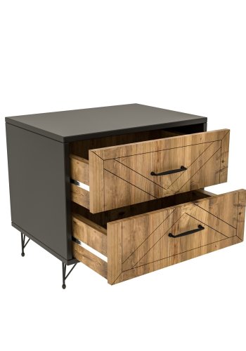 FUNZI LIVING Felicita natbord, m. 2 skuffer - antracitgr/eg melamin og metal (50x40)