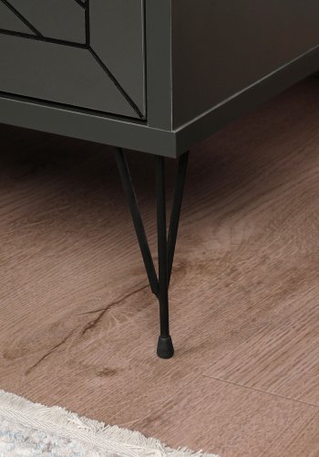 FUNZI LIVING Luna natbord, m. 2 skuffer - antracitgr melamin og antracitgr metal (50x40)