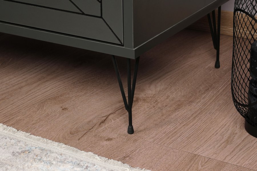 FUNZI LIVING Luna natbord, m. 2 skuffer - antracitgr melamin og antracitgr metal (50x40)