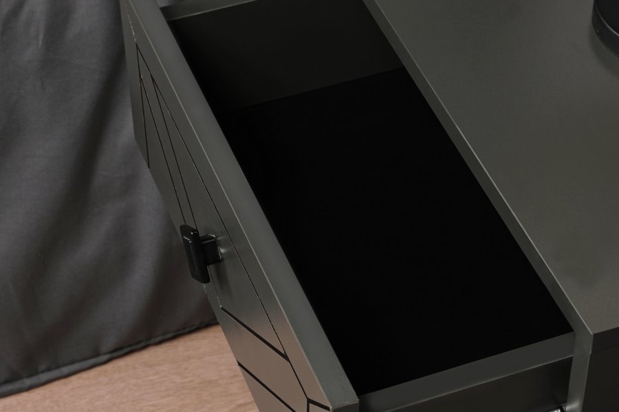 FUNZI LIVING Luna natbord, m. 2 skuffer - antracitgr melamin og antracitgr metal (50x40)