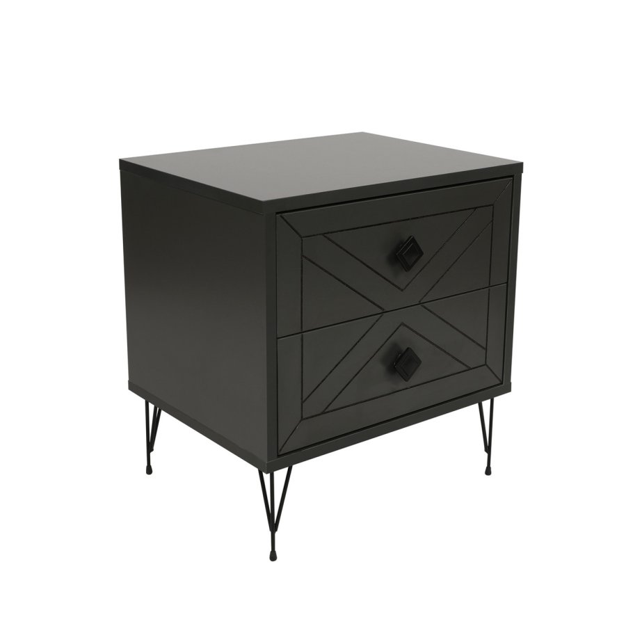 FUNZI LIVING Luna natbord, m. 2 skuffer - antracitgr melamin og antracitgr metal (50x40)