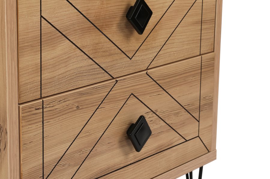 FUNZI LIVING Luna natbord, m. 2 skuffer - fyr melamin og metal (50x40)