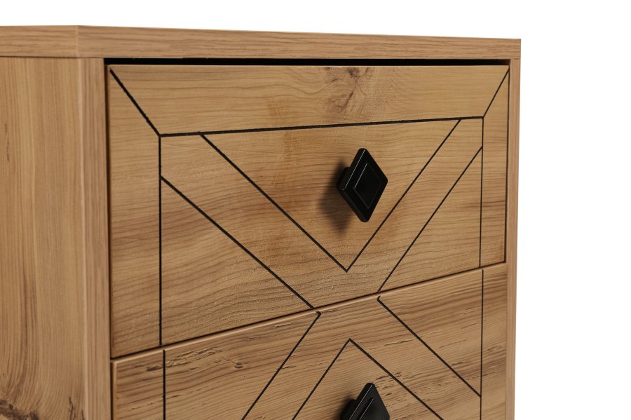 FUNZI LIVING Luna natbord, m. 2 skuffer - fyr melamin og metal (50x40)