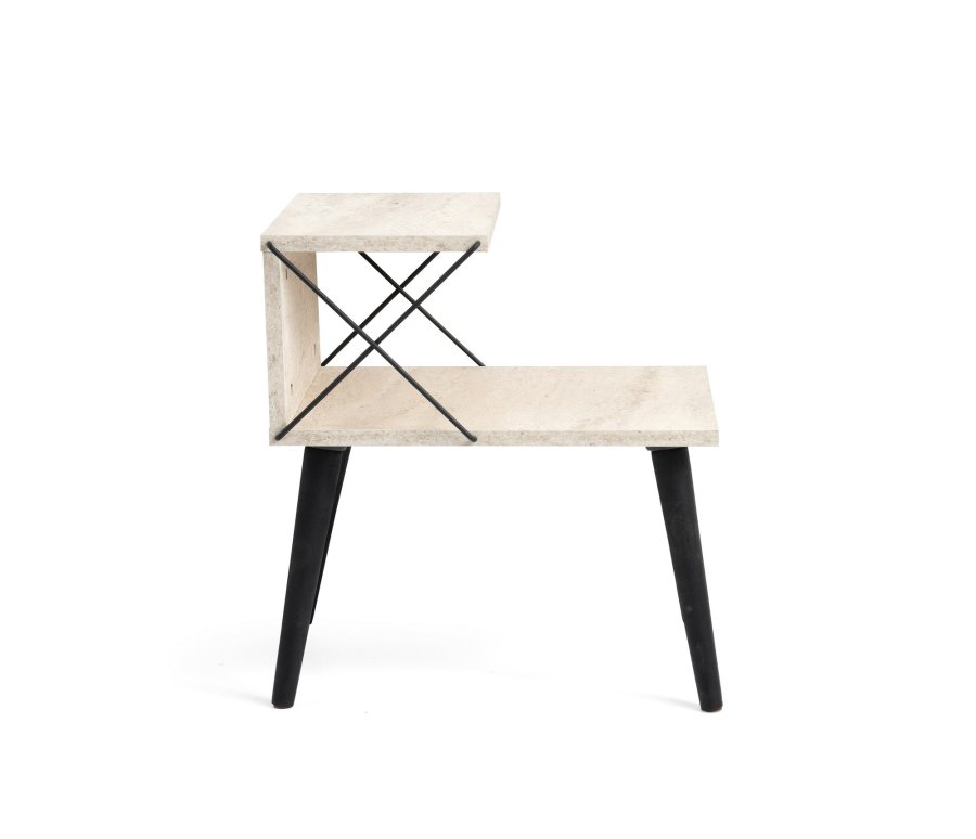 FUNZI LIVING Cross natbord, m. bundhylde - travertin melamin og sort bg (50x40)