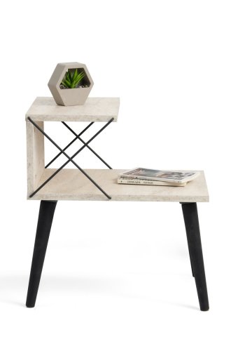 FUNZI LIVING Cross natbord, m. bundhylde - travertin melamin og sort bg (50x40)