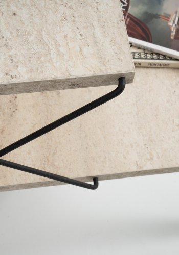 FUNZI LIVING Cross natbord, m. bundhylde - travertin melamin og sort bg (50x40)