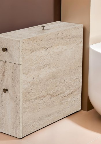 FUNZI LIVING Calencia badevrelsesskab, m. 1 lge og 2 skuffer - travertin melamin