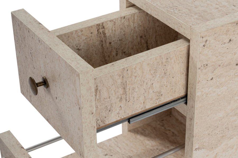 FUNZI LIVING Calencia badevrelsesskab, m. 1 lge og 2 skuffer - travertin melamin