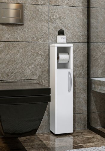 FUNZI LIVING Star badevrelsesskab, m. 1 lge og 1 toiletrulleholder - hvid melamin