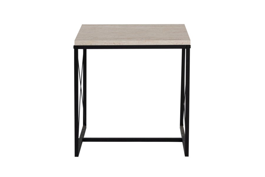 NORDVÄRK Defne sofabord - travertin melamin og sort metal (st med 3)