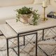 NORDVÄRK Defne sofabord - travertin melamin og sort metal (st med 3)