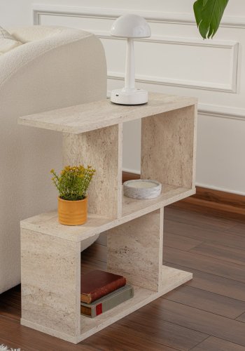 NORDVÄRK Life sidebord, m. 2 hylder, rektangulr - travertin melamin (60x20)