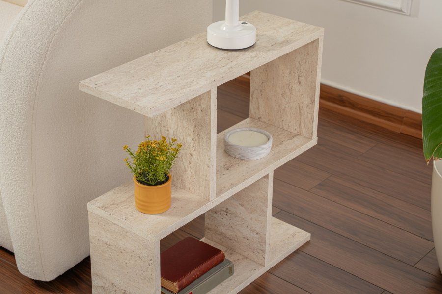 NORDVÄRK Life sidebord, m. 2 hylder, rektangulr - travertin melamin (60x20)