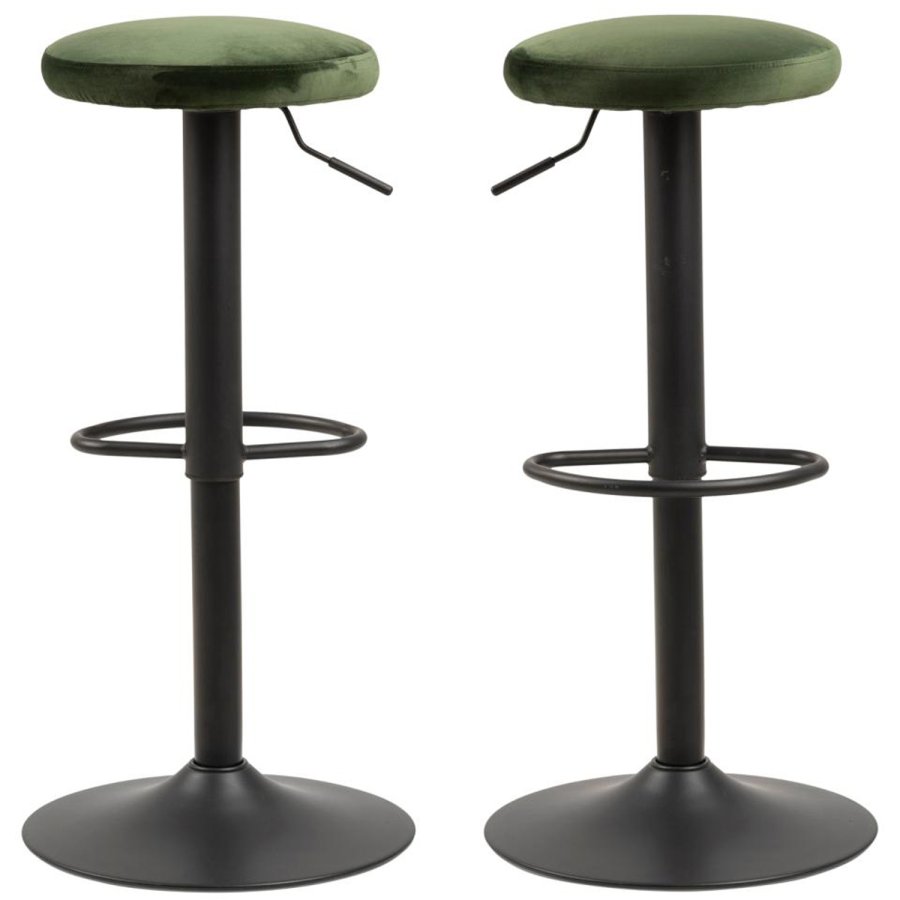 ACT NORDIC Finch barstol, m. drejefunktion og fodsttte - grn polyester og sort metal