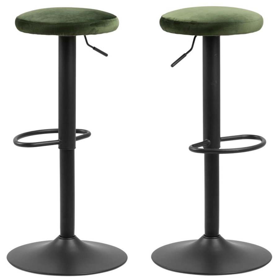 ACT NORDIC Finch barstol, m. drejefunktion og fodsttte - grn polyester og sort metal