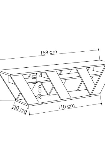 NORDVÄRK Ralla TV-bord, m. 1 hylde - antracitgr melamin (158x30)