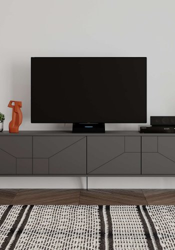 NORDVÄRK Dune TV-bord, m. 4 lger - antracitgr melamin (180x29,6)