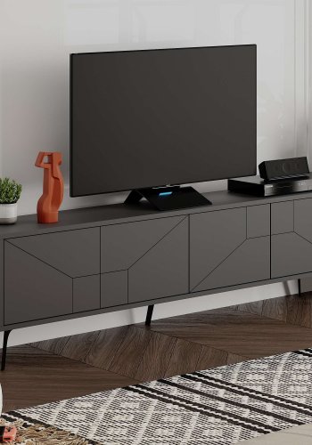 NORDVÄRK Dune TV-bord, m. 4 lger - antracitgr melamin (180x29,6)