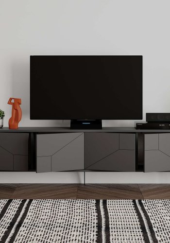 NORDVÄRK Dune TV-bord, m. 4 lger - antracitgr melamin (180x29,6)