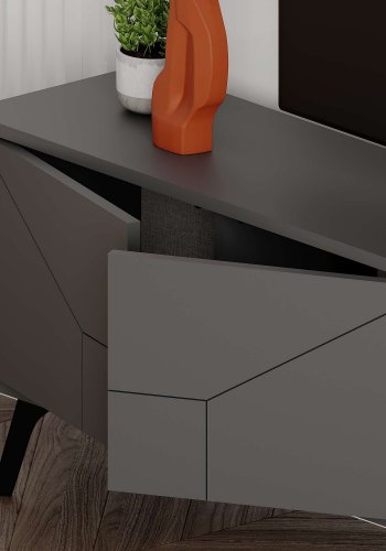 NORDVÄRK Dune TV-bord, m. 4 lger - antracitgr melamin (180x29,6)