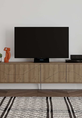 NORDVÄRK Dune TV-bord, m. 4 lger - brun Hitit melamin (180x29,6)