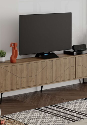 NORDVÄRK Dune TV-bord, m. 4 lger - brun Hitit melamin (180x29,6)