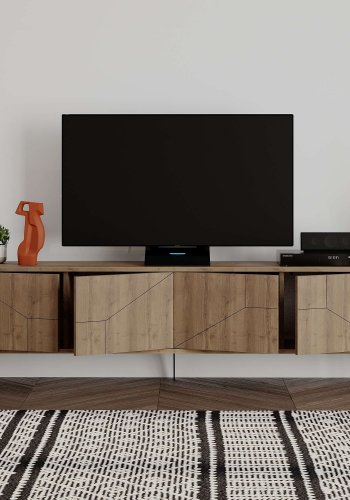 NORDVÄRK Dune TV-bord, m. 4 lger - brun Hitit melamin (180x29,6)