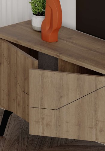 NORDVÄRK Dune TV-bord, m. 4 lger - brun Hitit melamin (180x29,6)