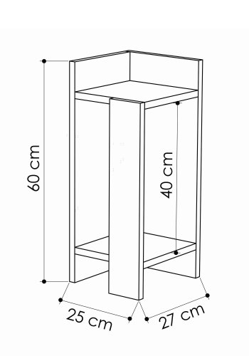 FUNZI LIVING Elos natbord, hjre, m. 2 hylder - eg og antracitgr melamin (15x27)