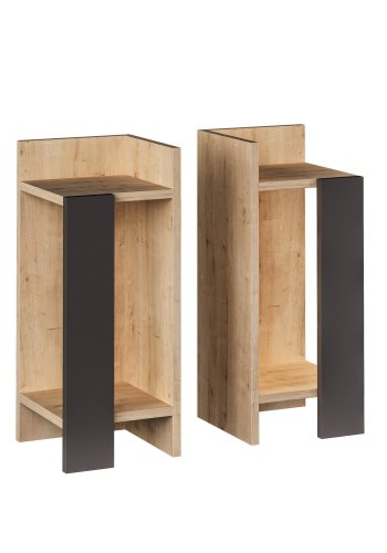 FUNZI LIVING Elos natbord, hjre og venstre, m. 2 hylder - eg og antracitgr melamin (15x27) (st med 2)