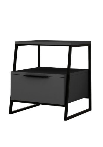 FUNZI LIVING Pal sengebord, m. 1 rum og 1 lge - antracitgr melamin (45x40)